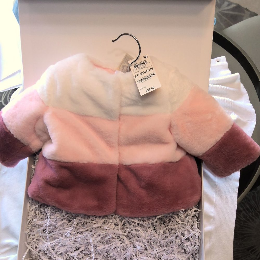 First Impressions, faux fur multicolored coat